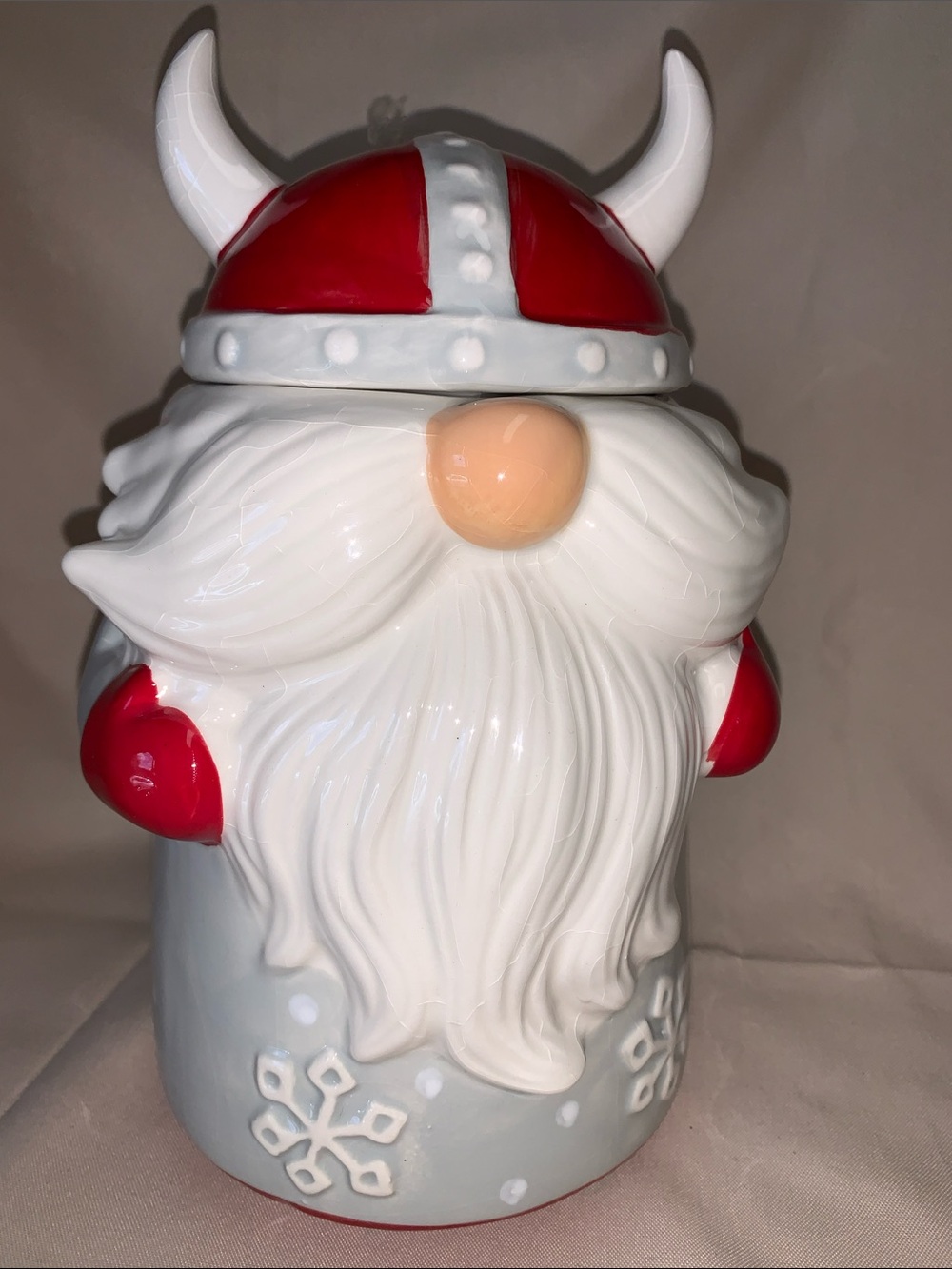 Red and White Viking Gnome Holiday Jar - Home Holiday Decor